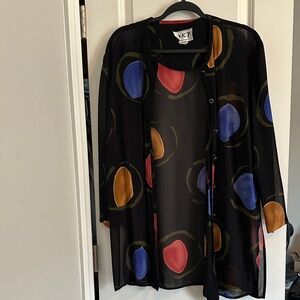 Colorful Sheer Button-Up Cardigan